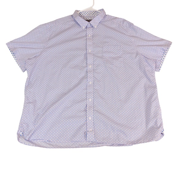 Johnston & Murphy Other - Johnston & Murphy Mens 3XL Blue Pink Geometric Short Sleeve Button Down Shirt